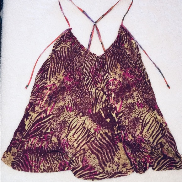 NWOT Free People patterned flouncy strappy tank S - Picture 8 of 8